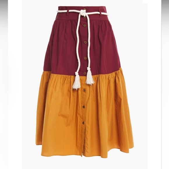 Vanessa Bruno // Neha belted two-tone cotton skirt - Picture 2 of 9